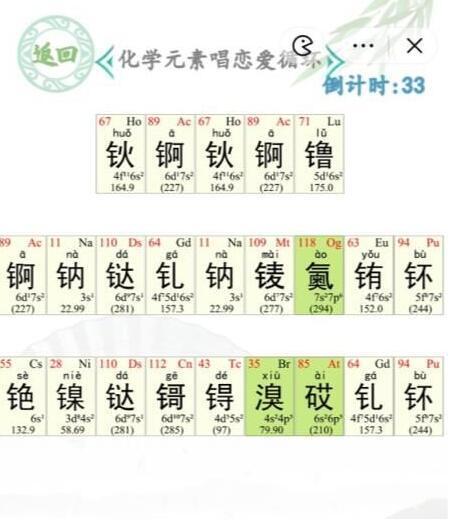 汉字找茬王化学元素唱恋爱循环通关方法 汉字找茬王化学元素唱恋爱循环通关方法