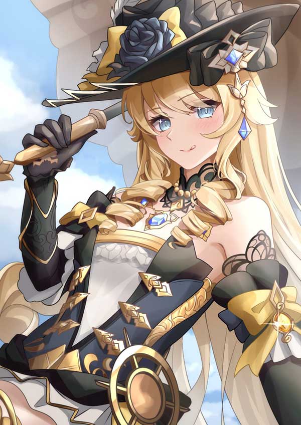 原神娜维娅同人美图立绘，金色长卷发美女